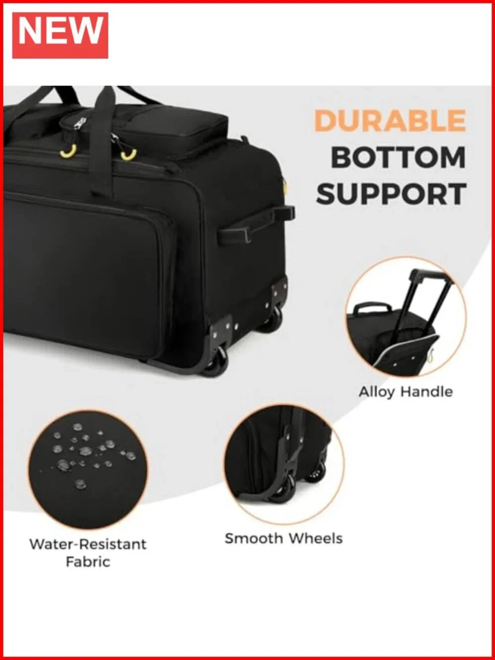90L Rolling Duffle Bag with Wheels, Shoe Compartment, Water Resistant